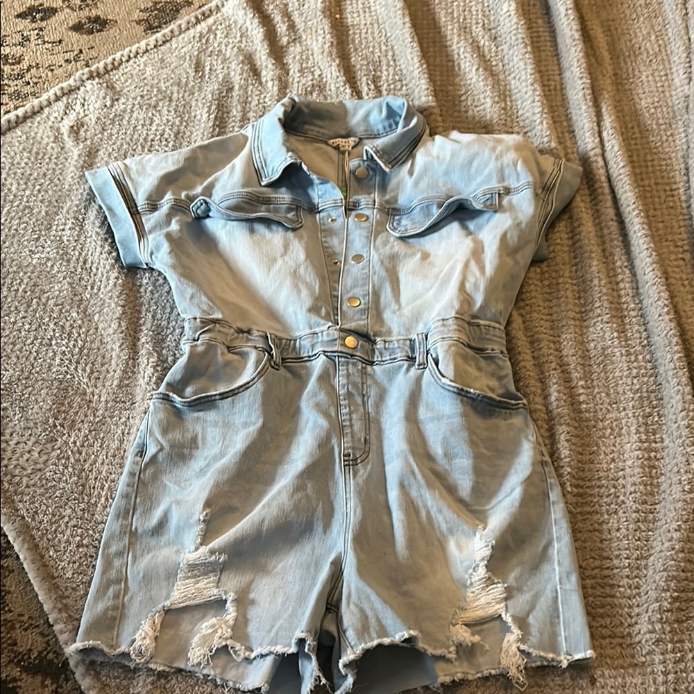 Light Blue Denim Romper